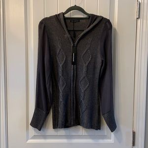 Peppe Peluso sheer sleeve zip up sweater - Size M